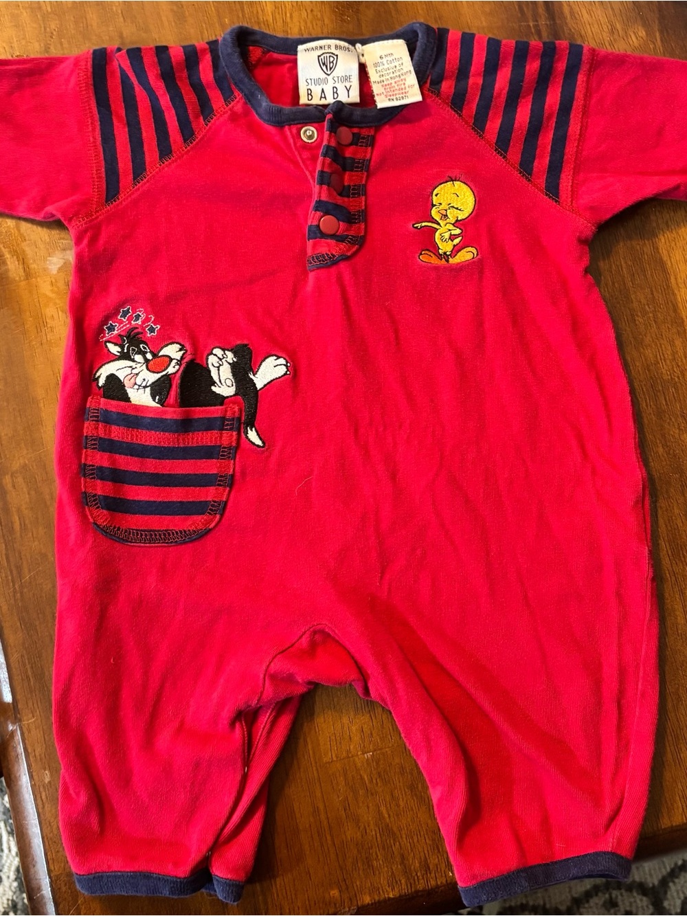 Warner Bros. Red Baby One-Piece with Tweety & Sylvester